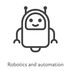 Outline style ui icons hard skill collection. Technology and business. Vector black linear icon illustration. Cute robot robotics and automation symbol isolated on white background. Design element