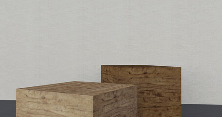 Wooden pedestals for product showing in empty.