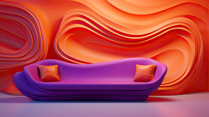 Sofa within Modern Clayish Interior Design, 3D Render, 3D Illustration