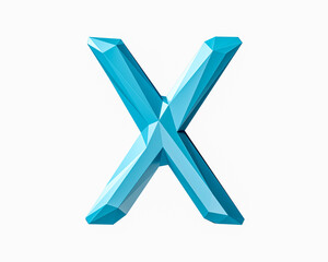 Letters made of low poly blue material. 3d illustration of green plant alphabet isolated on white background