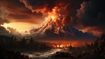 Volcanic eruption, eruption volcano exploding volcano disaster, powder erupting explode andean hazard.