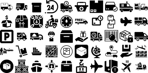 Massive Collection Of Shipping Icons Pack Flat Simple Signs Coin, Icon, Distribution, Infographic Elements Vector Illustration