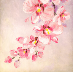Fototapeta na wymiar Orchid flowers. Oil painting