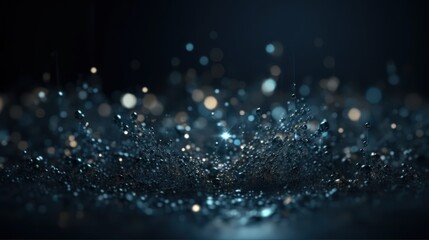 Abstrakter Hintergrund, blau, silber, glitter, Partikel in Bewegung, Generative AI