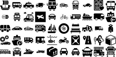 Huge Set Of Transport Icons Set Linear Simple Pictograms Garden, Symbol, Icon, Ship Pictograms For Apps And Websites