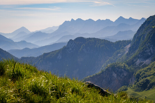 Slovenian green mountains with ridges