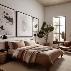 home interior design concept scandinavian bedroom interior design,image ai generate