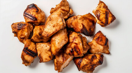 Grilled chicken wings on a white background. Close-up.
