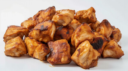 Fried Tofu on white background. Close-up.