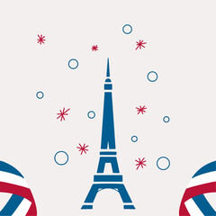 flat vector 14 july Happy Bastille Day ,Card,Banner Or Poster For The French National Day.