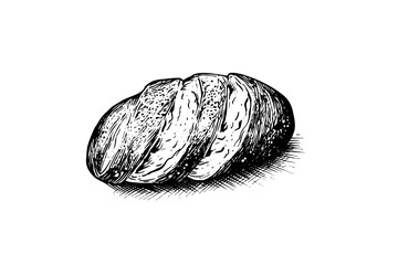 Loaf of bread. Vector hand drawn vintage engraving style vector illustration.