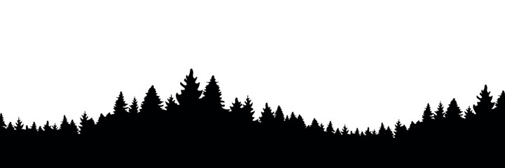 fir tree forest border silhouette isolated vector illustration EPS10 © krissikunterbunt