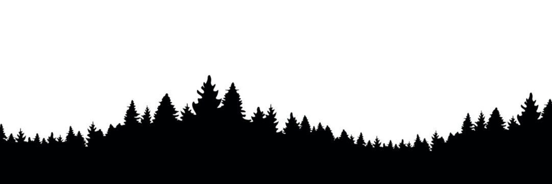 fir tree forest border silhouette isolated vector illustration EPS10