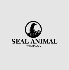 seal animal vector logo design, vector illustration. Emblem design on white background
