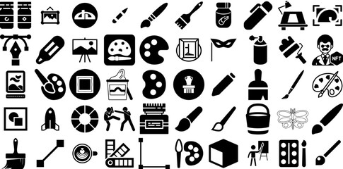 Mega Set Of Art Icons Set Isolated Simple Clip Art Value, Authority, Pray, Artist Pictogram Isolated On White Background