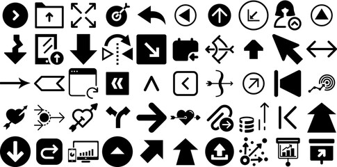Huge Set Of Arrow Icons Bundle Solid Infographic Elements Draw, Infographic, Exit, Skip Pictograms Vector Illustration