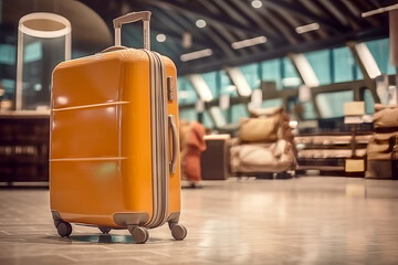 Luggage or suitcase in the airport, vacation travel time.