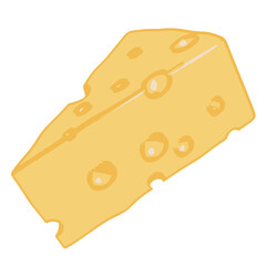 Cartoon style cheese. 2D illustration.