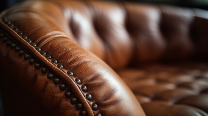 home interior design element close up detail of button leather sofa texture, image ai generate