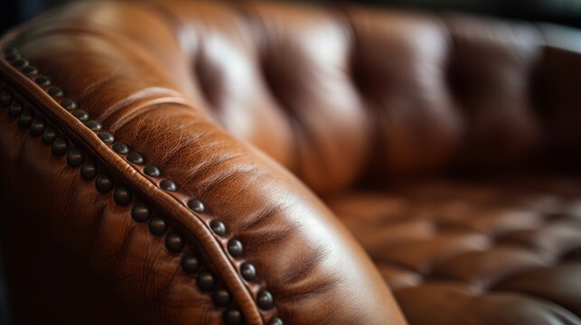 home interior design element close up detail of button leather sofa texture, image ai generate