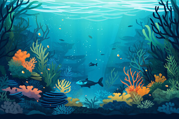 Fototapeta na wymiar under the sea background for conference