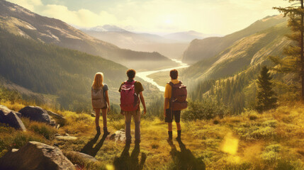 Obraz premium group of friends hiking 