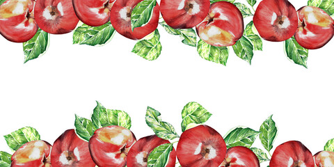 watercolor set. a red, juicy, ripe apple. for the design of postcards, packages