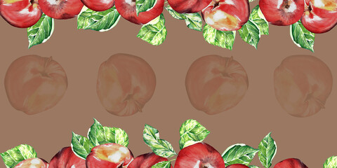 watercolor set. a red, juicy, ripe apple. for the design of postcards, packages