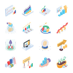 Collection of Trading Market Isometric Icons 

