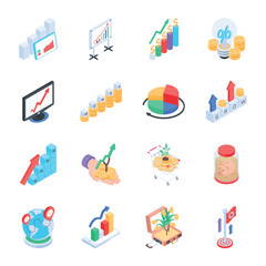 Pack of Profit Isometric Icons 

