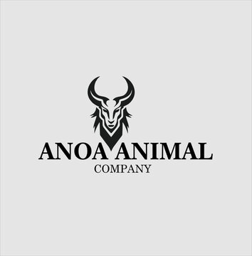 anoa animal head vector logo design, vector illustration. Emblem design on white background