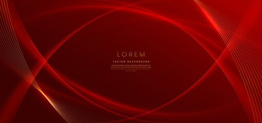 Abstract curved red shape on red background with lighting effect and copy space for text. Luxury design style.