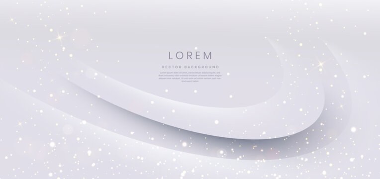 Luxury grey and white curved lines background and lighting effect sparkle. You can use for ad, poster, template, business presentation.