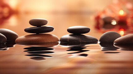 zen stones and water wellness serenity - by generative ai
