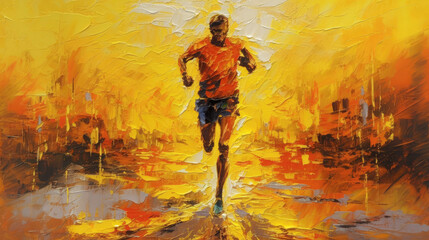 Fototapeta na wymiar running man marathon sport - by generative ai