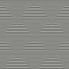 Monochrome Striped Optical Illusion Wavy Pattern
