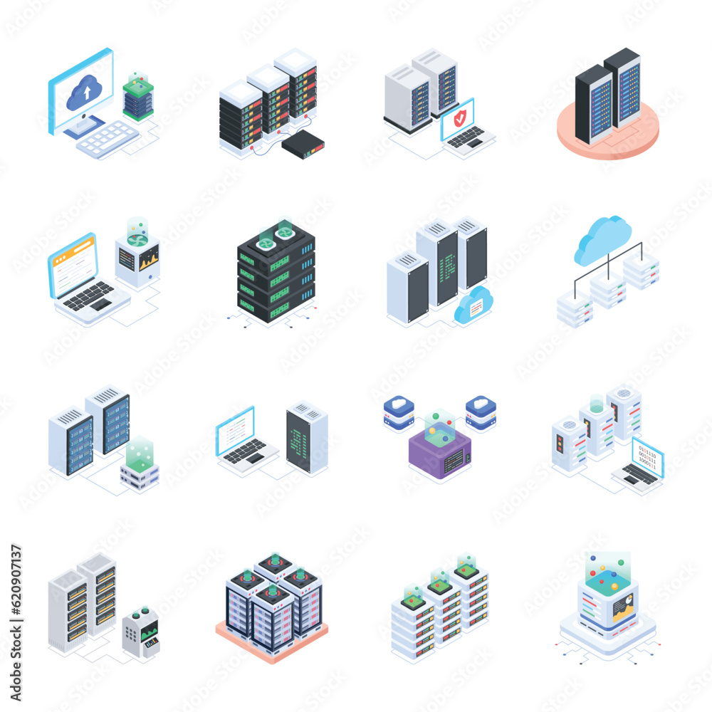 Canvas Prints pack of database isometric icons
