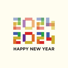 Happy new year 2024 logo design with new concept