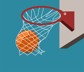 basketball hoop and ball illustration - obrazy, fototapety, plakaty