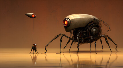 Naklejka na ściany i meble 3d render of a robot in a background