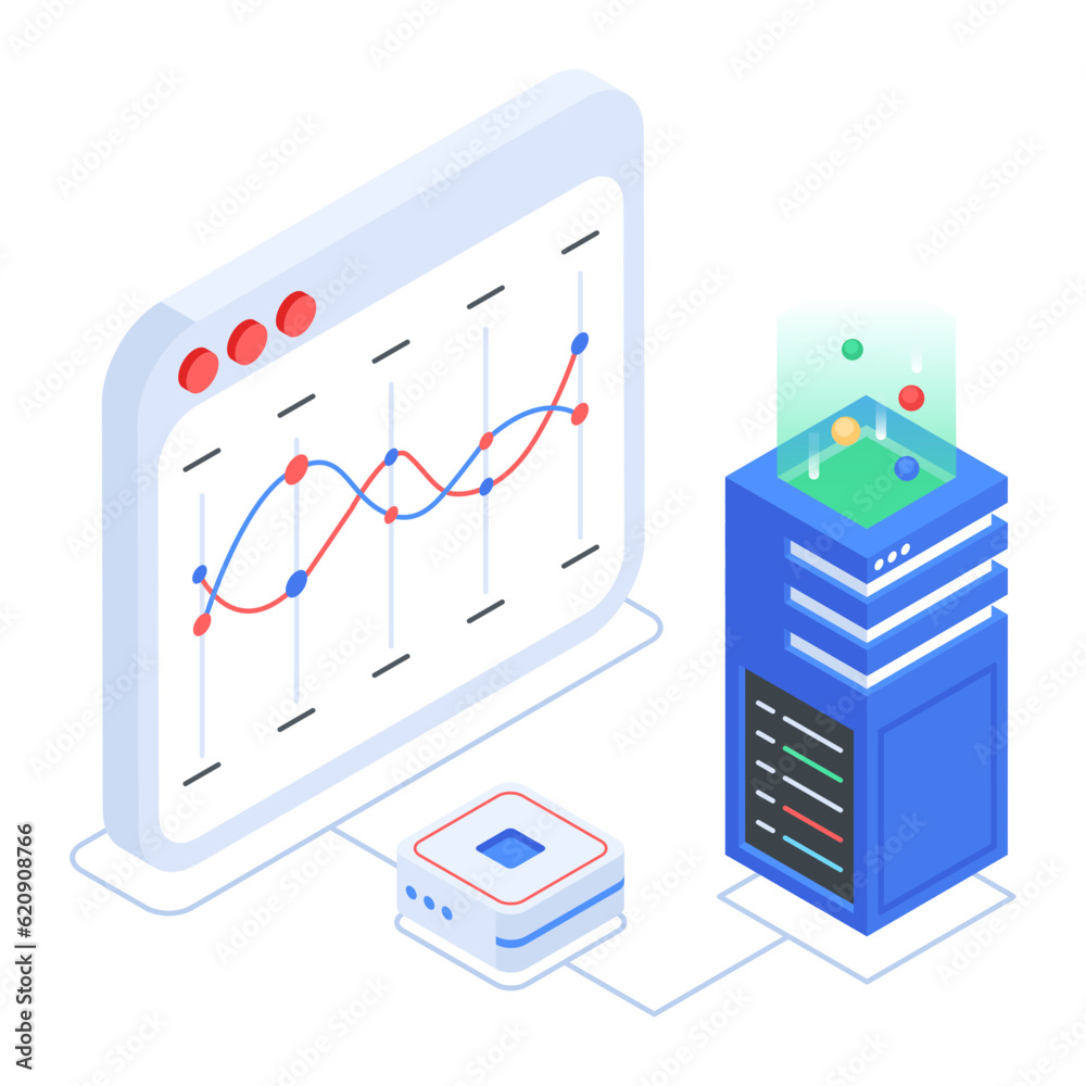 Wall mural set of database management isometric icons