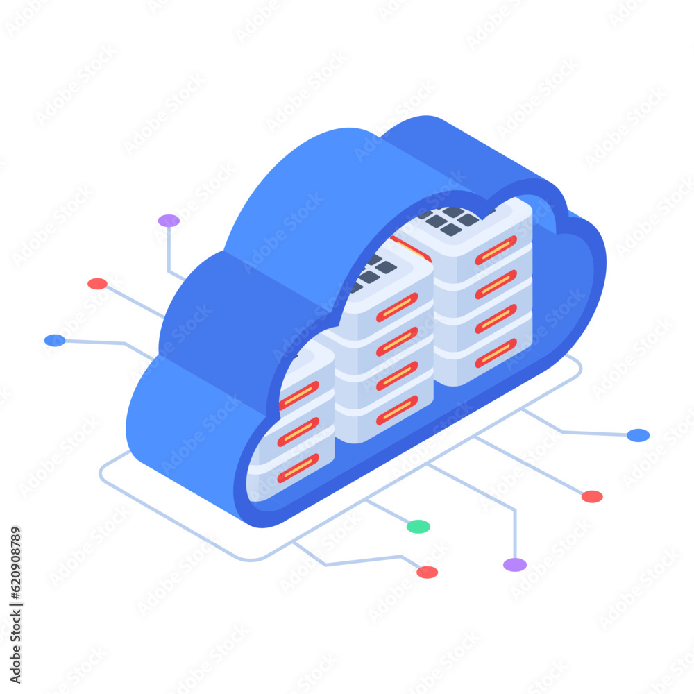 Wall mural set of database management isometric icons