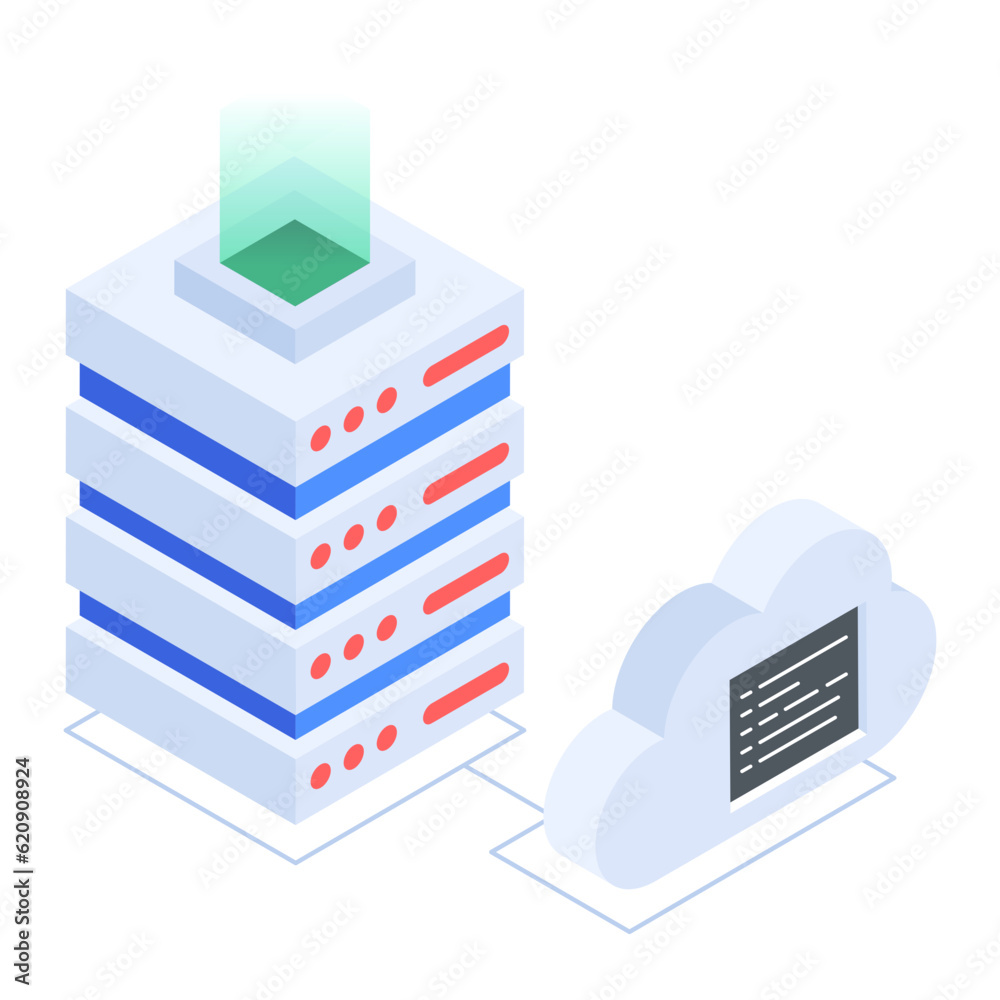 Wall mural set of database management isometric icons