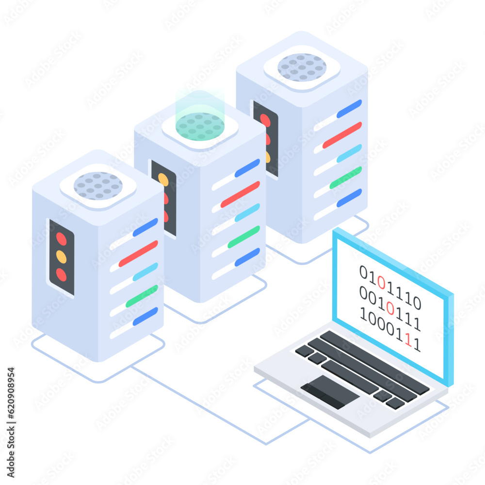 Wall mural set of database management isometric icons