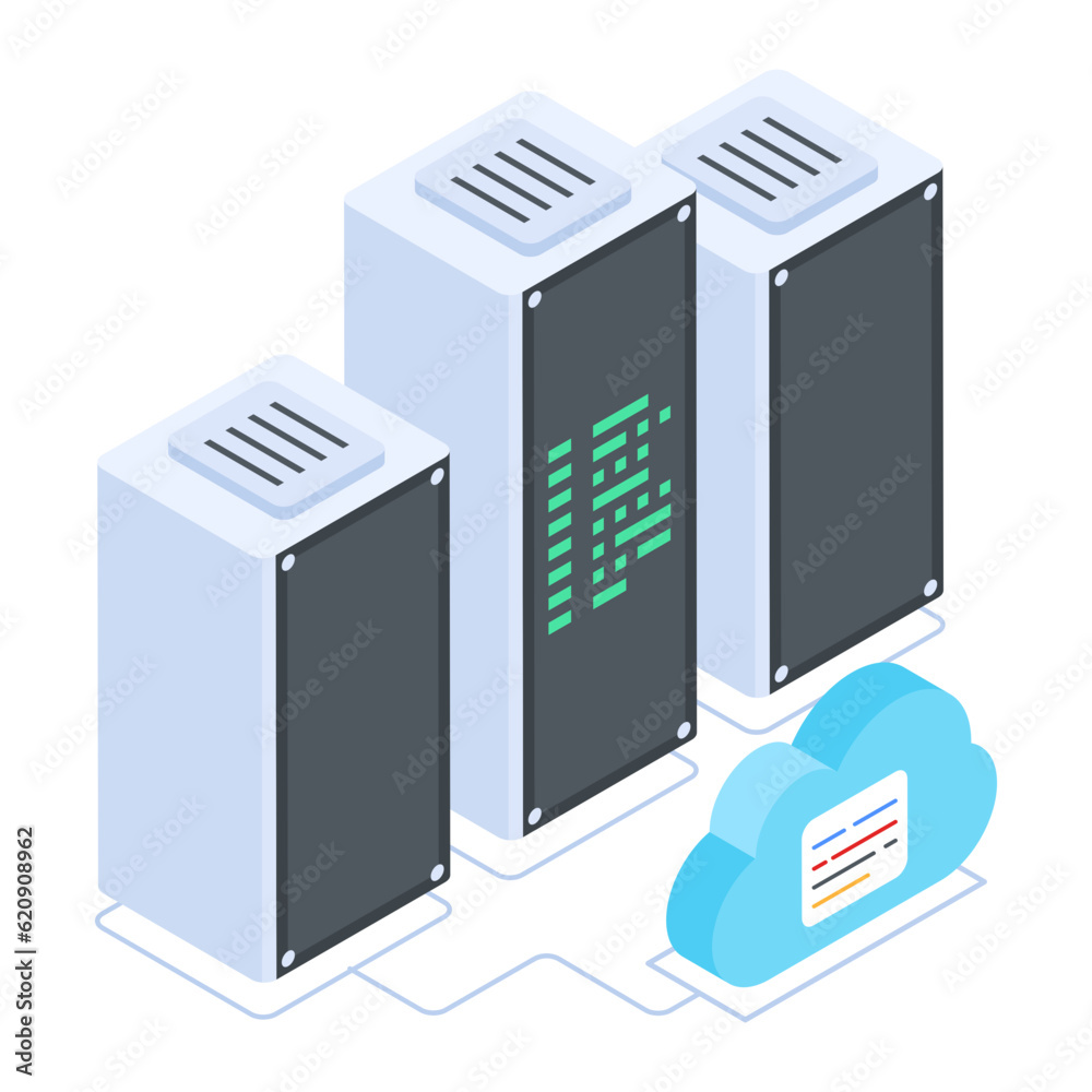 Wall mural set of database management isometric icons