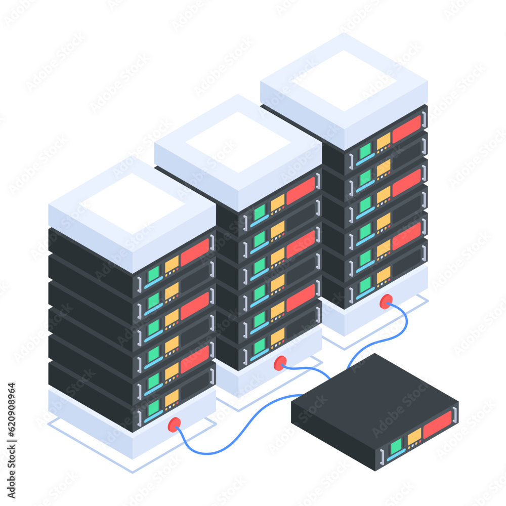 Wall mural set of database management isometric icons