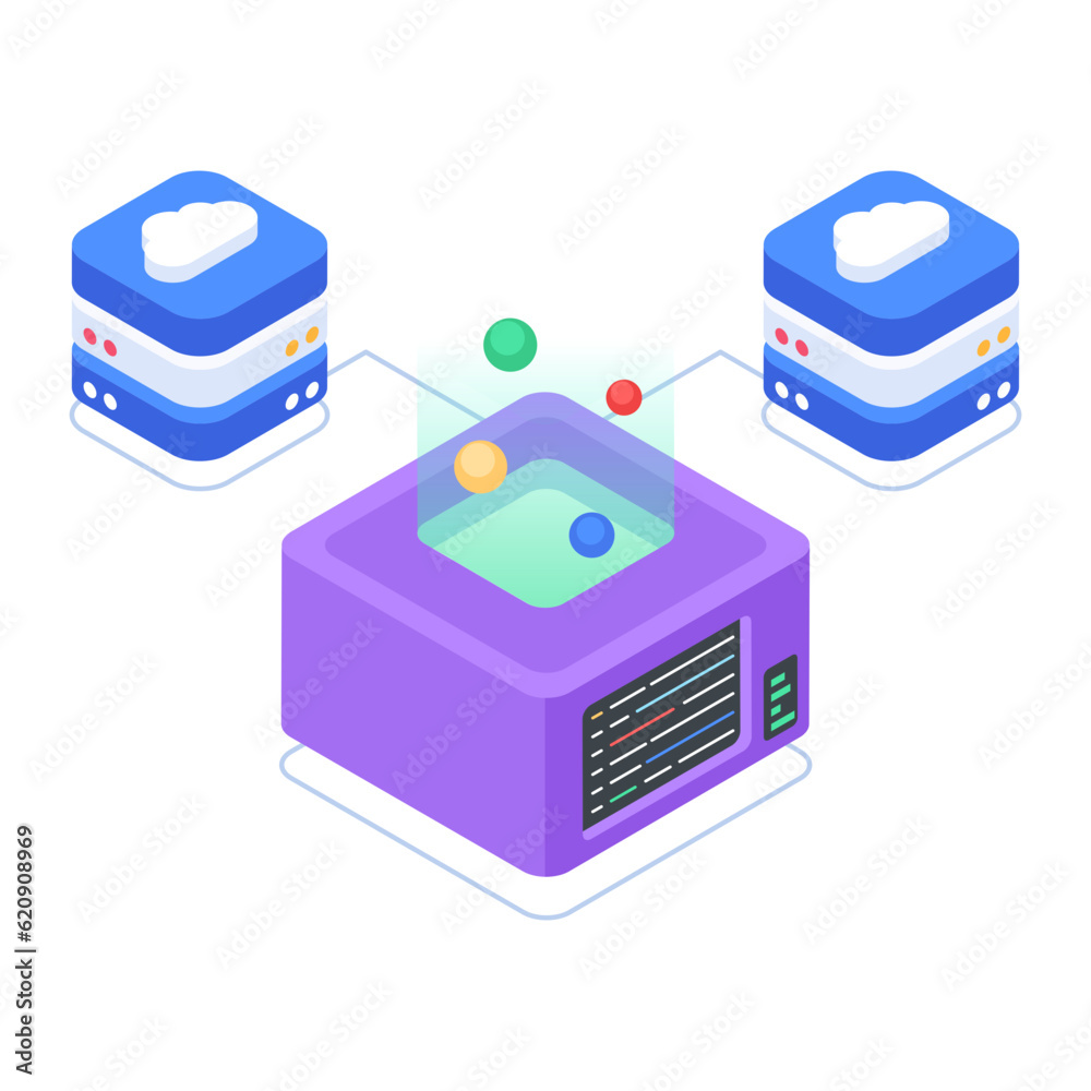 Wall mural set of database management isometric icons
