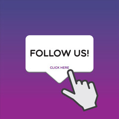 Follow us, click here icon vector illustration symbol