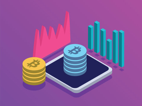 Crypto currency trade fince graph concept vector illustration