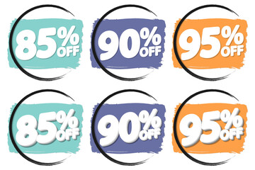 Sale banners design template, discount tags. Set promo icons for online stores, vector illustration
